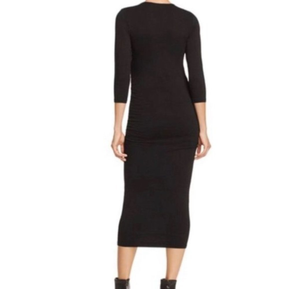 NWOT MICHAEL STARS Ruched midi grey cotton dress size S - Picture 2 of 5